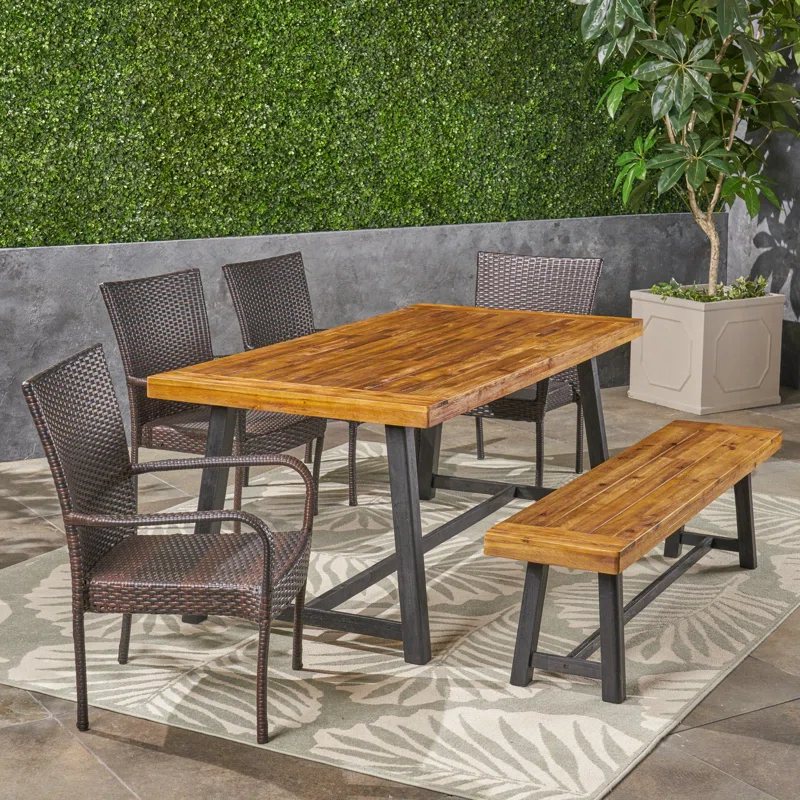 17 Stories Maud 6 - Person Rectangular Outdoor Dining Set