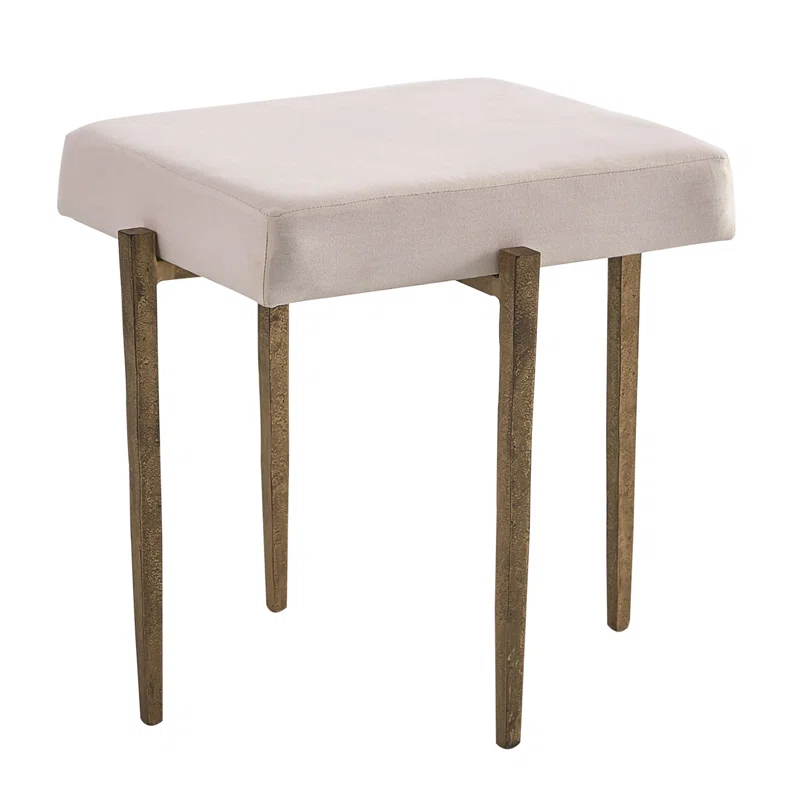 Global Views Laforge Bench-Antique Gold w/Muslin Cushion-Sm
