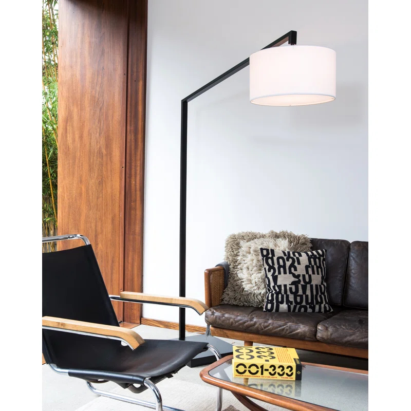 Stretch Chairside Arc Floor Lamp - Matte Black 75" Height