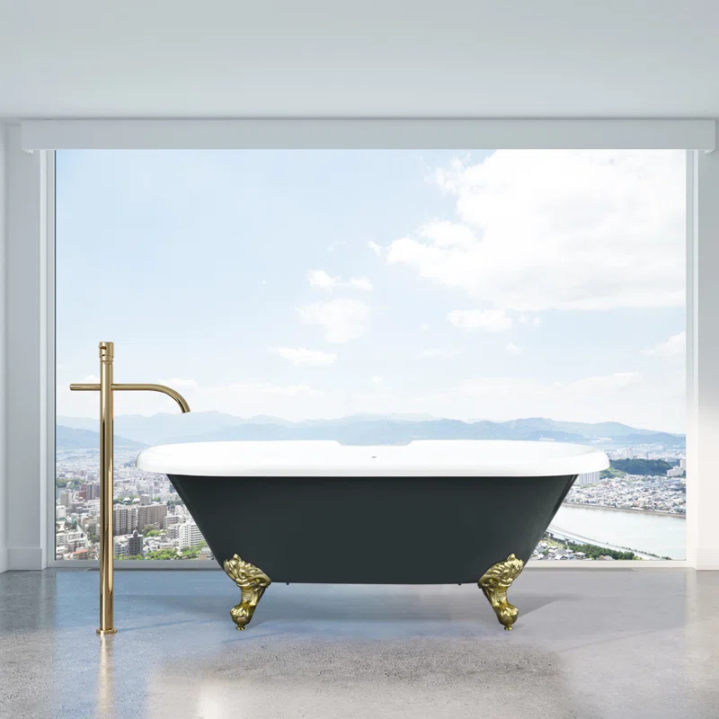 Altair 52167-BAT-GR-BB Kerta 66.9'' x 29.1'' Freestanding Soaking Acrylic Bathtub