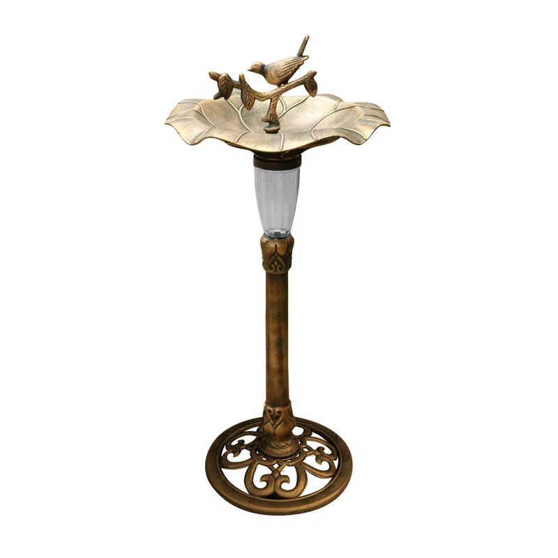 Alpine 41"H Solar Birdbath with Birds and LED Light for Garden