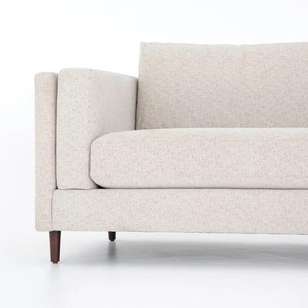 Elijah 92" Beige Fabric Sofa with Walnut Legs