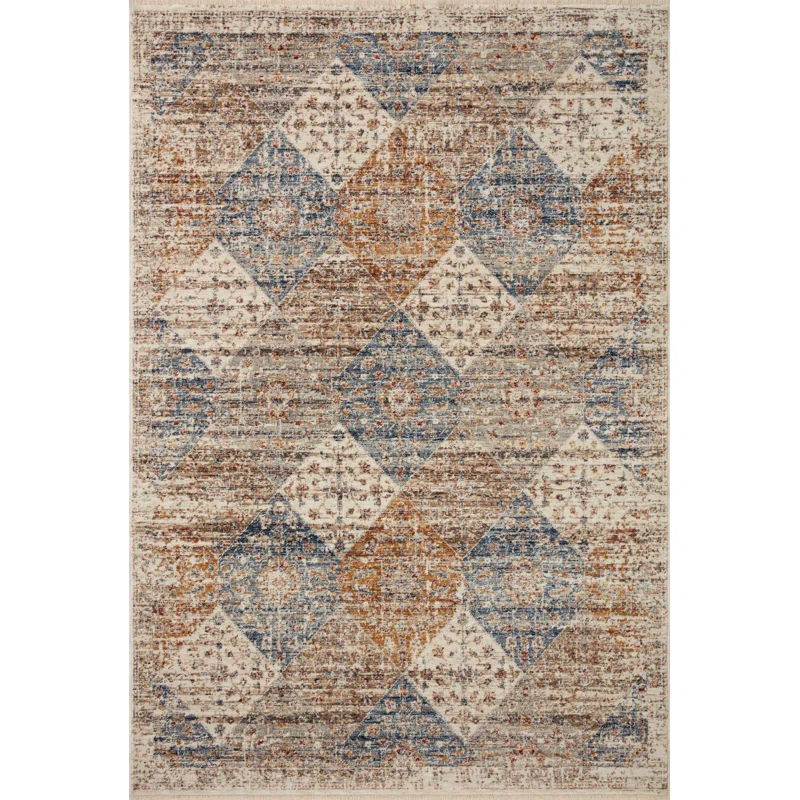 Loloi Rugs Sorrento Oriental Machine Made Power Loom Polyester Area Rug in Ivory