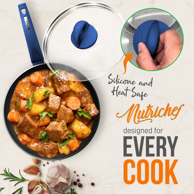 NutriChef 12 - Piece Non-Stick Aluminum Cookware Set