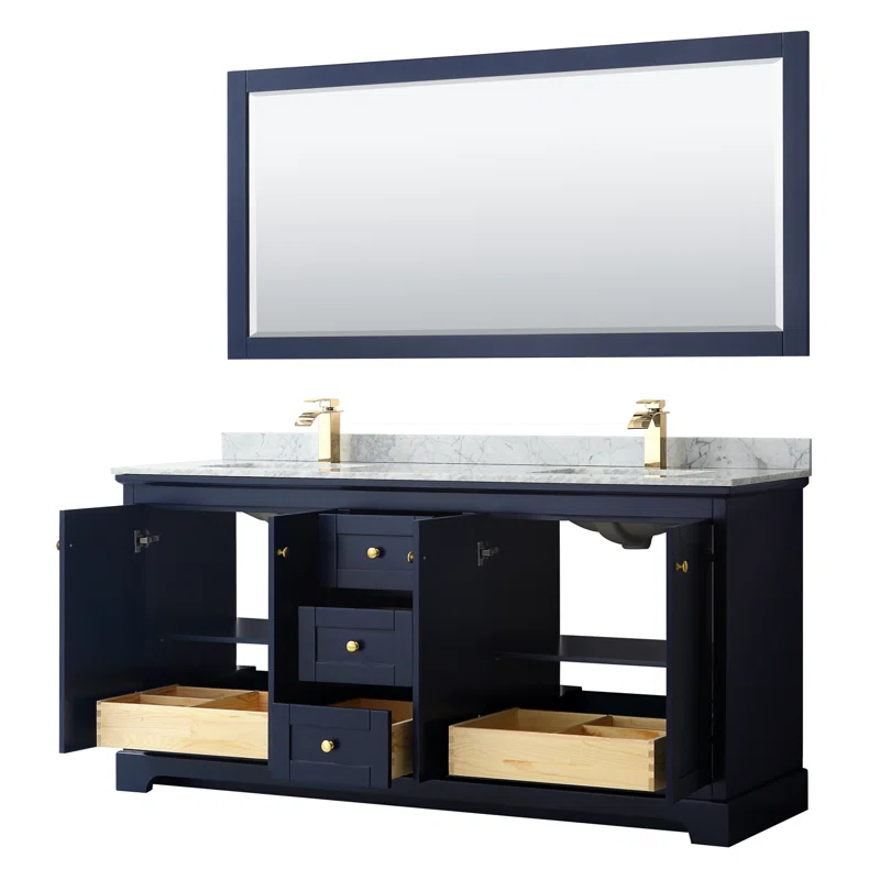 Wyndham Collection Avery 72'' Double Bathroom Vanity with Stone Top with Mirror