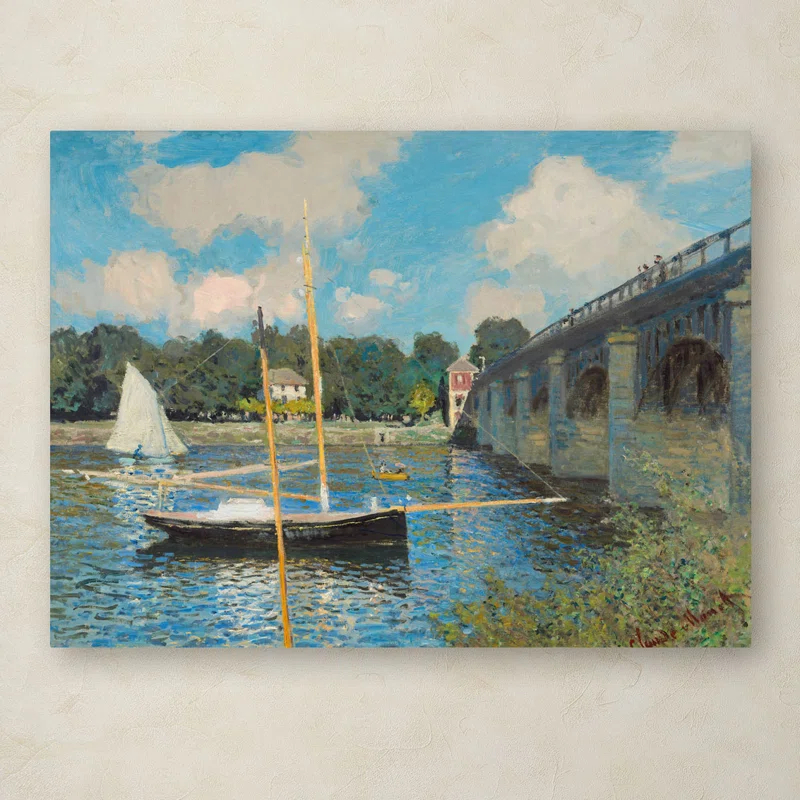 Vault W Artwork "The Bridge at Argenteuil 1874" by Claude Monet Framed Painting Print on Wrapped Canvas
