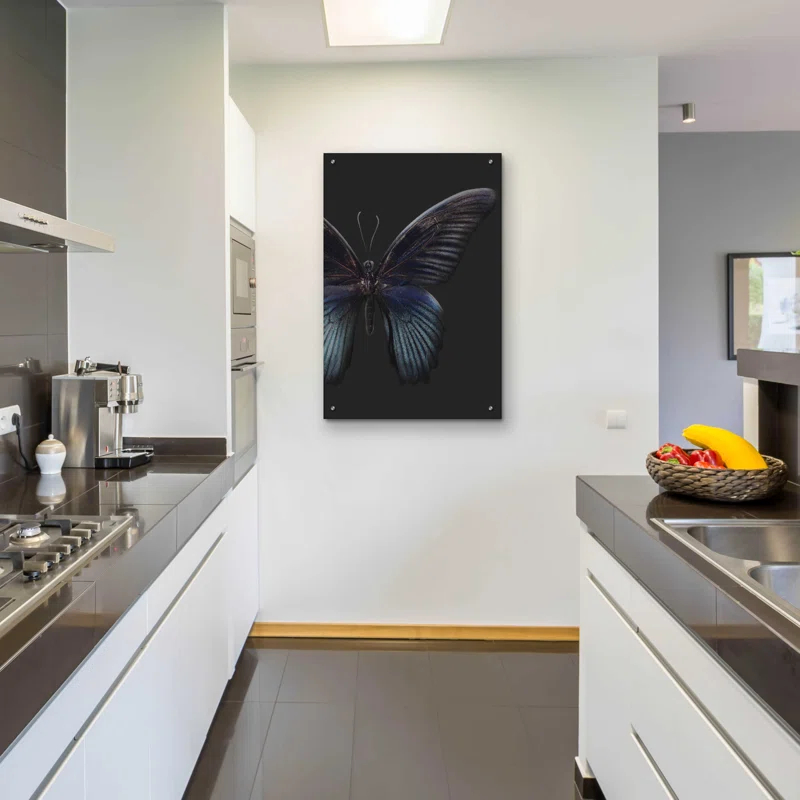 Latitude Run® " Black Butterfly On Grey " by Design Fabrikken