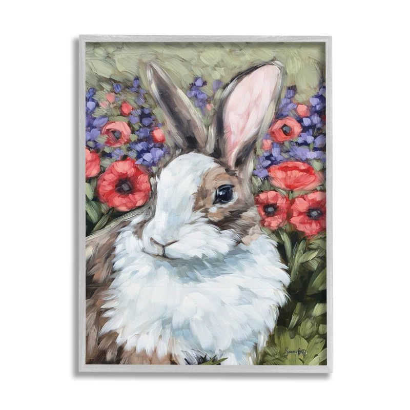 Stupell Industries " Rabbit Flower Meadow Nature "
