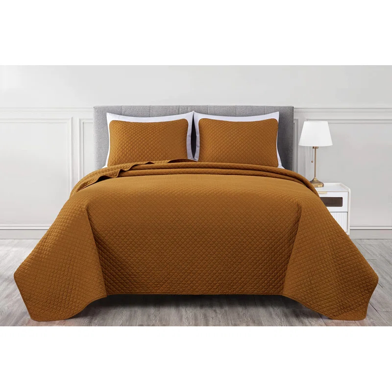 Chezmoi Collection Solid Color Cotton Quilt Cotton Quilt Set