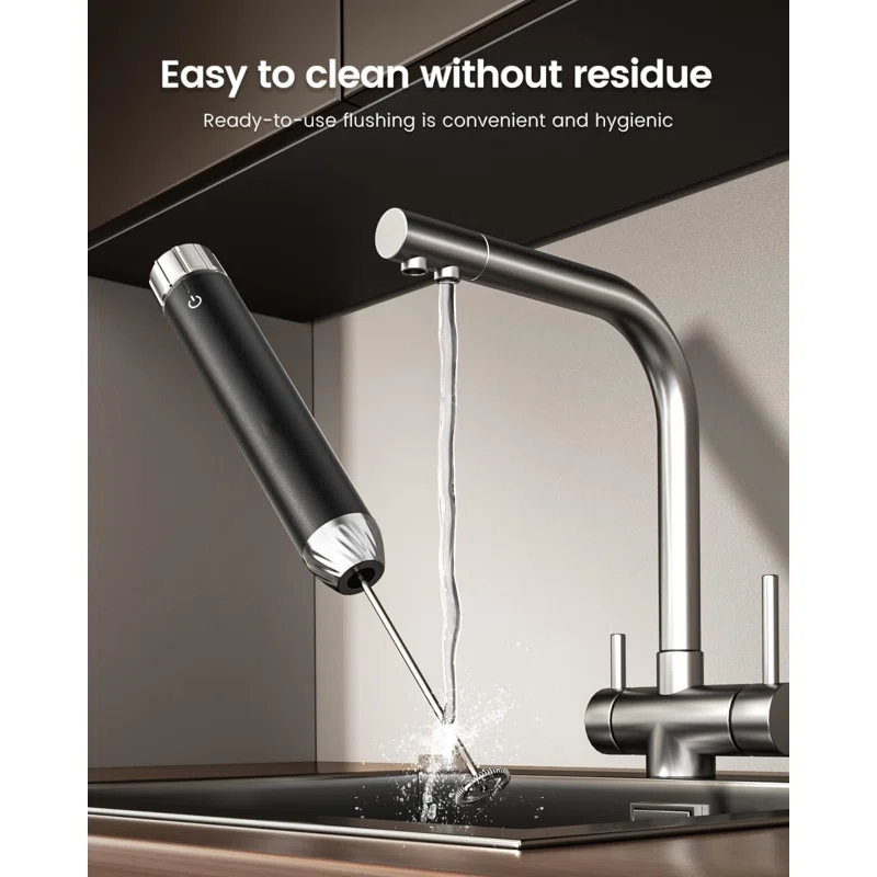 MODERN WALLS LLC Rechargeable Milk Frother With Stepless Speed Control, Handheld Electric Foam Maker Waterproof Drink Mixer Foamer With Stainless Steel Stand & Detachable Whisks For Lattes, Cappuccino