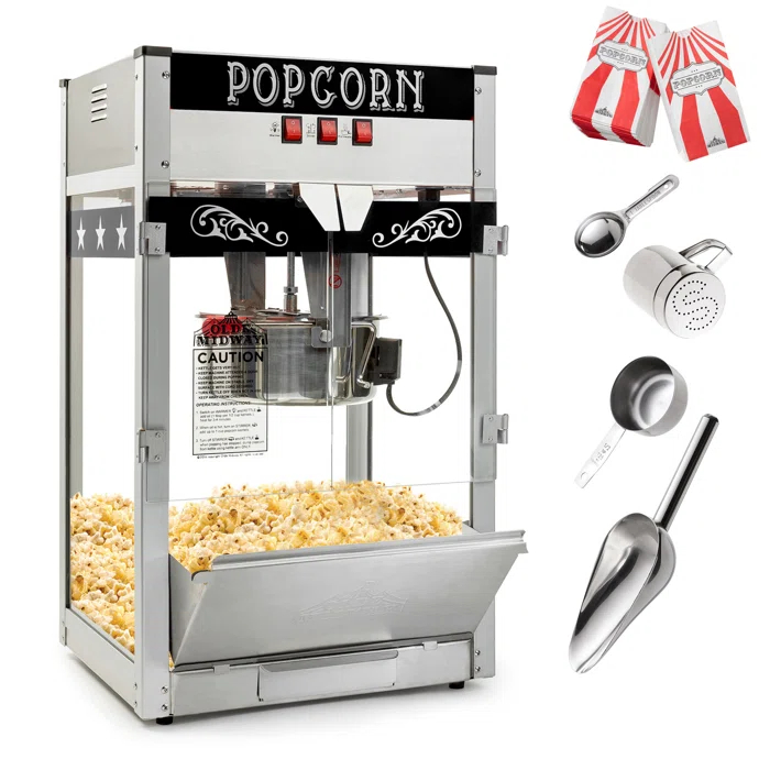 Olde Midway Olde Midway Tabletop Popcorn Machine, Popcorn Machine Stand / Cart