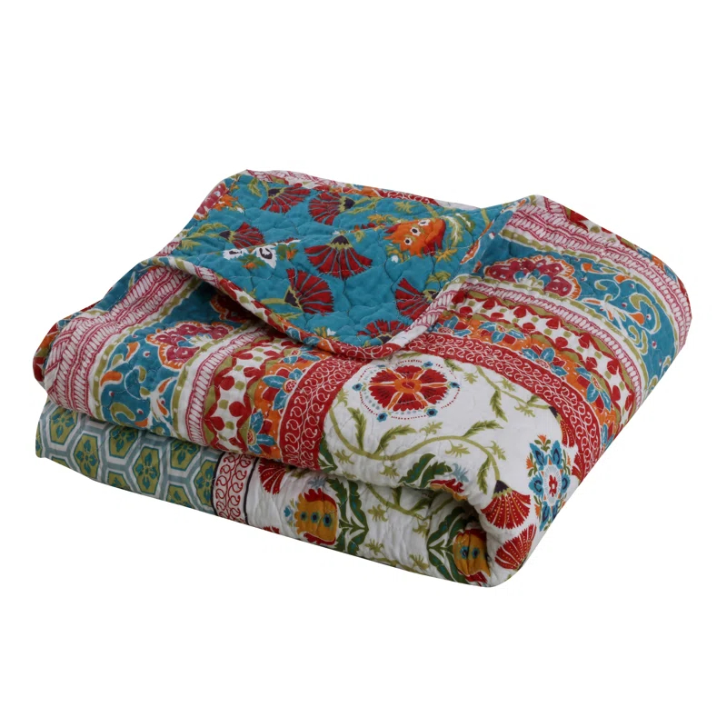 Greenland Home Fashions Thalia Embellished Reversible Quilted Cotton Throw