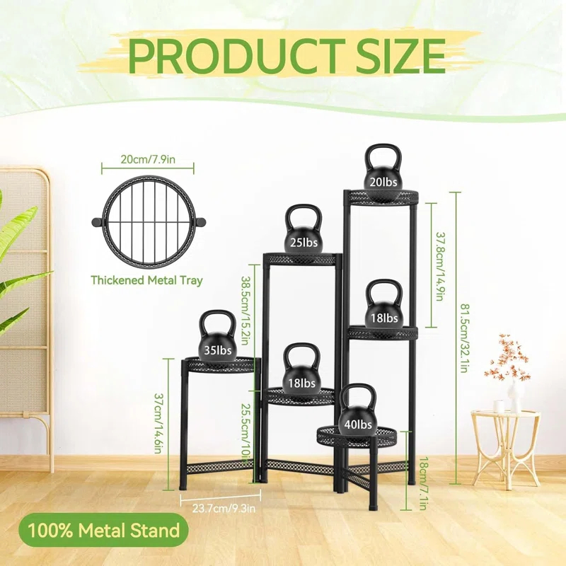 17 Stories 6 Tier Metal Plant Stand, Indoor/Outdoor Corner Rack, Folding Iron Display Shelf