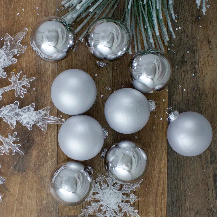 Glass Christmas Ball Ornament (Set of 9)