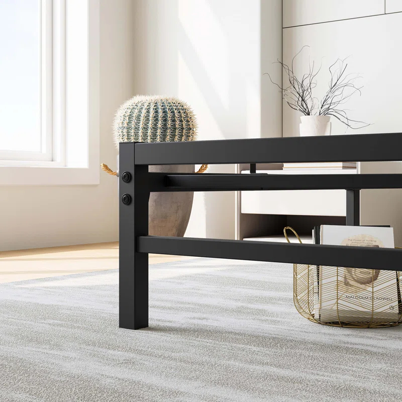 Full Size Platform Bed Frame with Rustic Vintage Wood Headboard,  No Box Spring Needed Rustic Brown