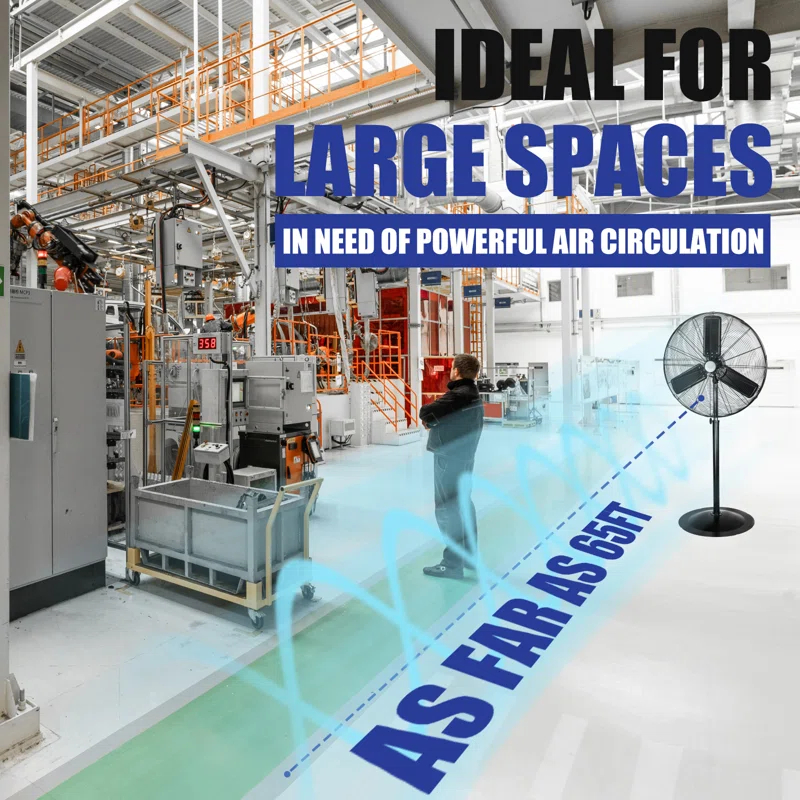 iLIVING iLIVING ILG8P31-93 30" Commercial Pedestal Oscillating Fan - Shop, Garage, Warehouse - 120V, 1.8A , 8400 CFM