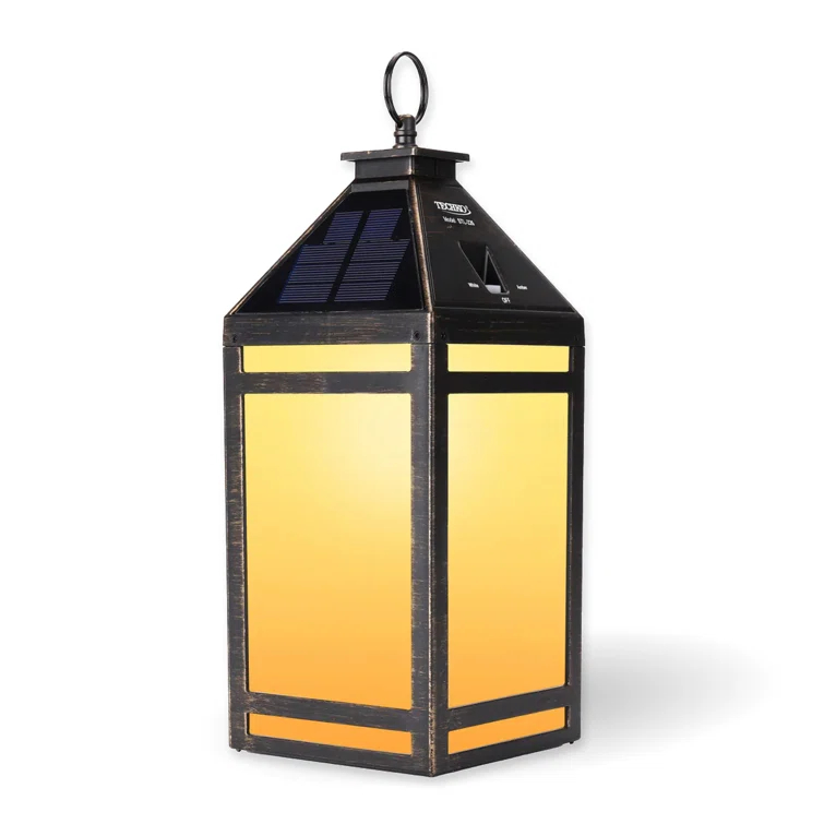 Techko 12.88 Outdoor Vintage Solar LED Lantern with Auto Dawn-to-Dusk Sensor