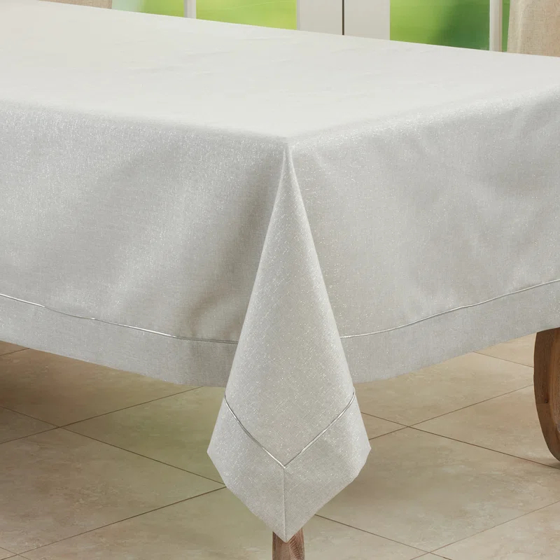 Saro Bourget Collection Shimmering Tablecloth with Piping Detail