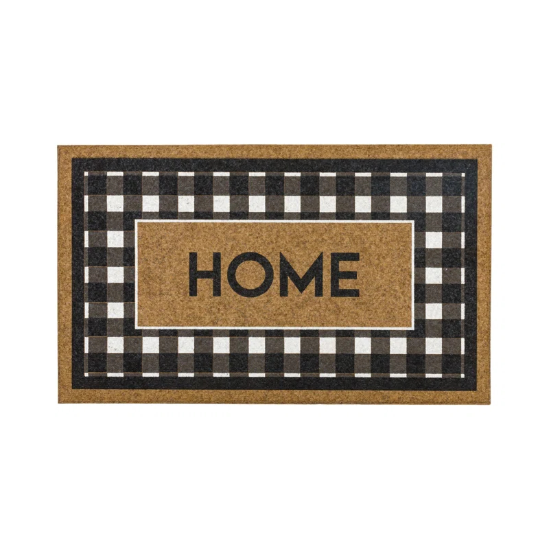 Fall Welcome Home Black/White Geometric Weather Resistant Door Mat