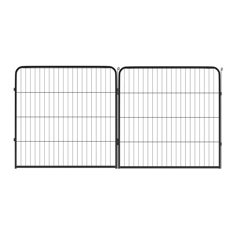FDW Dog Playpen Indoor 2 Panels Dog Pen For Medium And Large Dogs, Exercise Pen Pet Dog Fence With Doors Pet Puppy Playpen For RV Camping Yard, Black