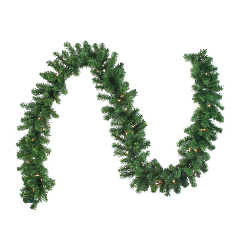 Northlight Seasonal 9' x 10" Pre-Lit Oak Creek Pine Artificial Christmas Garland - Clear Dura-Lit Lights