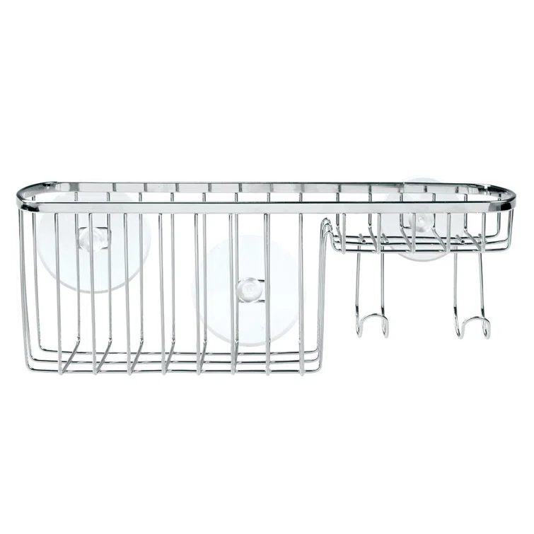 InterDesign iDesign Gia Polished Stainless Steel Bathroom Suction Combo Organizer Basket - 11" x 4.25" x 4" & Reviews | Wayfair