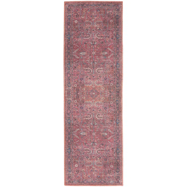 Bungalow Rose Machine Washable Oriental Red Area Rug