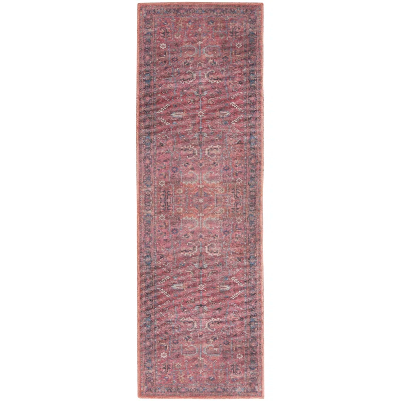 Bungalow Rose Machine Washable Oriental Red Area Rug