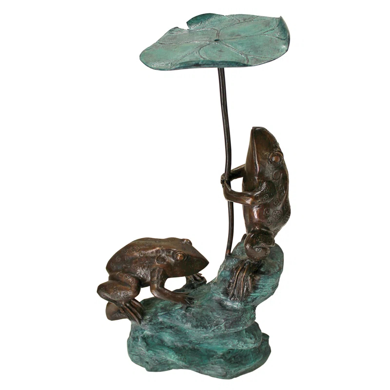 Design Toscano Lily Pad Umbrella Frogs Garden Statue