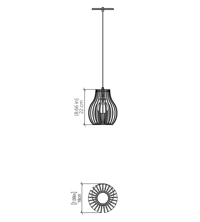 Accord Lighting Stecche Di Legno 1 - Light Single Pendant
