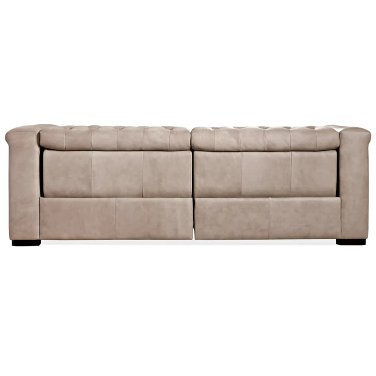 Giovanni Taupe Leather Tufted Reclining Sectional Sofa