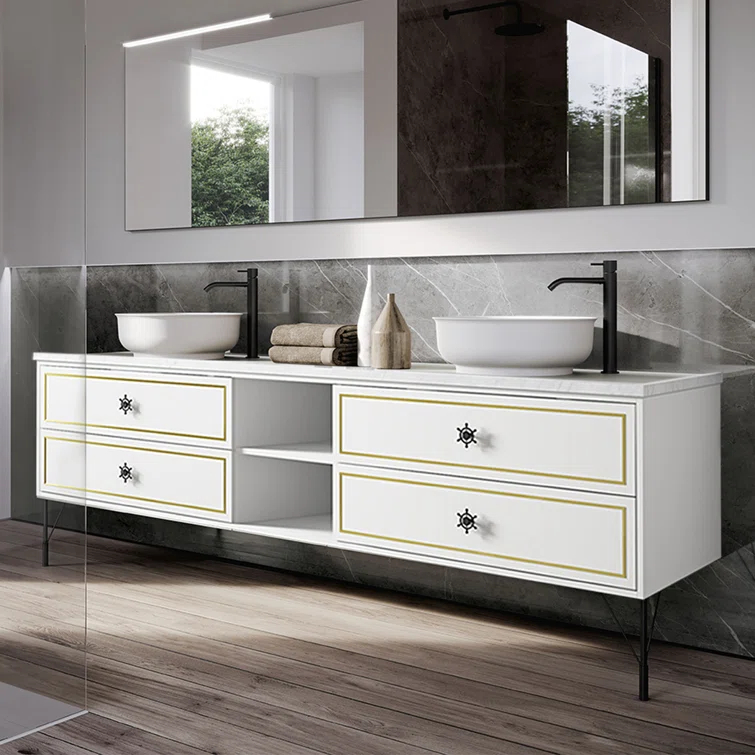 AMANI Eleen 96 In. W X 23 In. D X 22 In. H Bath Vanity Cabinet Without Top