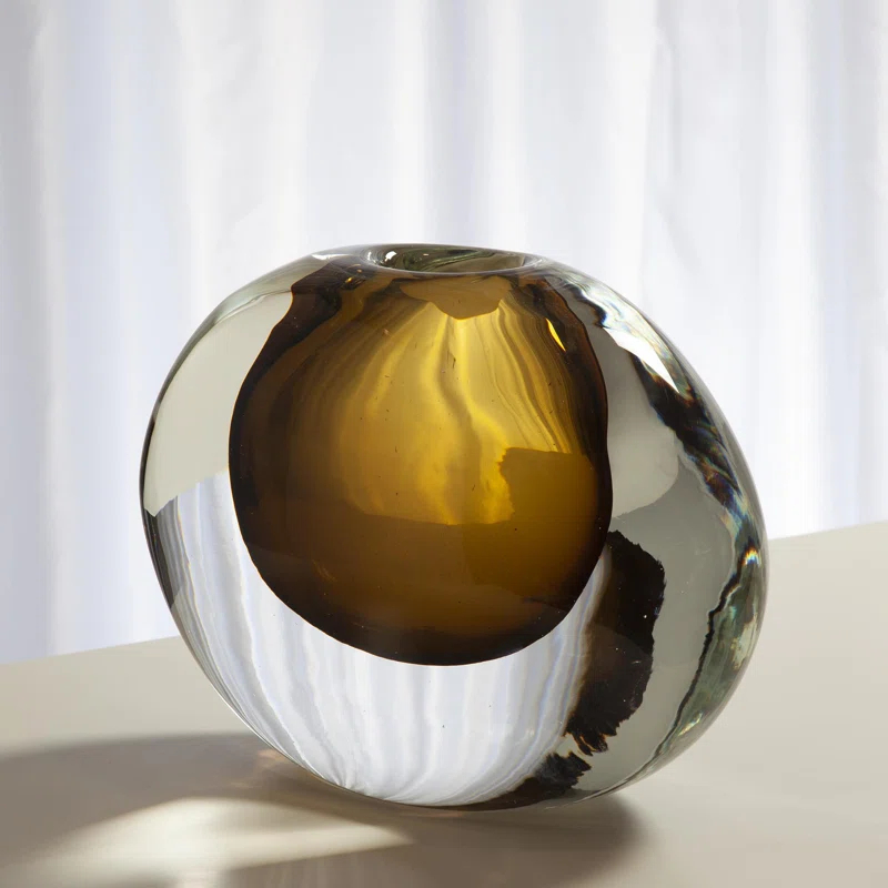Offset Round Vase-Moss Green