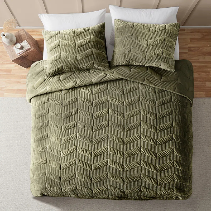 Wonderful Textile Wonderful Velvet Quilt Set 3-Piece Bedding Set For All Season