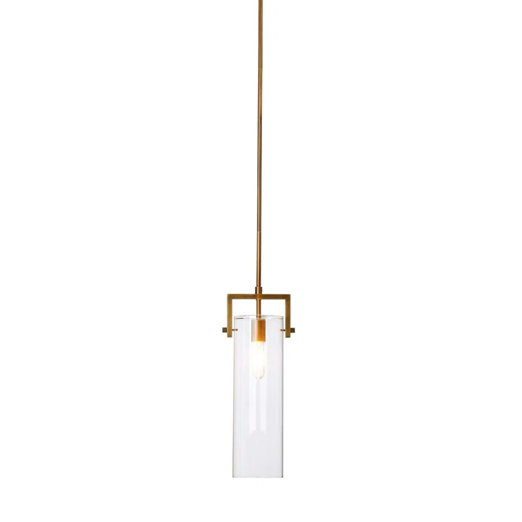 Cambrai Sleek Glass and Antique Brass Linear Pendant Light