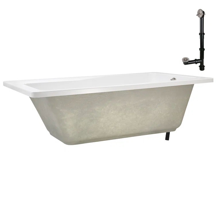 Streamline Bath 60'' x 32'' Acrylic Soaking Drop-In Bathtub, Drain Included N-4400-757-BNK