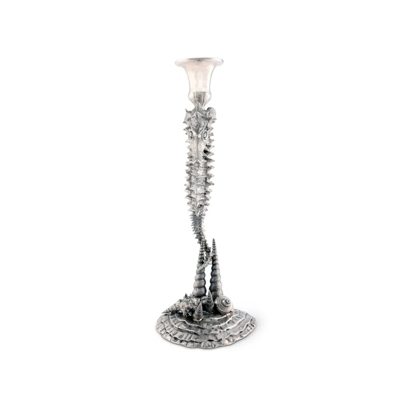 Sea And Shore 14'' H Pewter Tabletop Candlestick