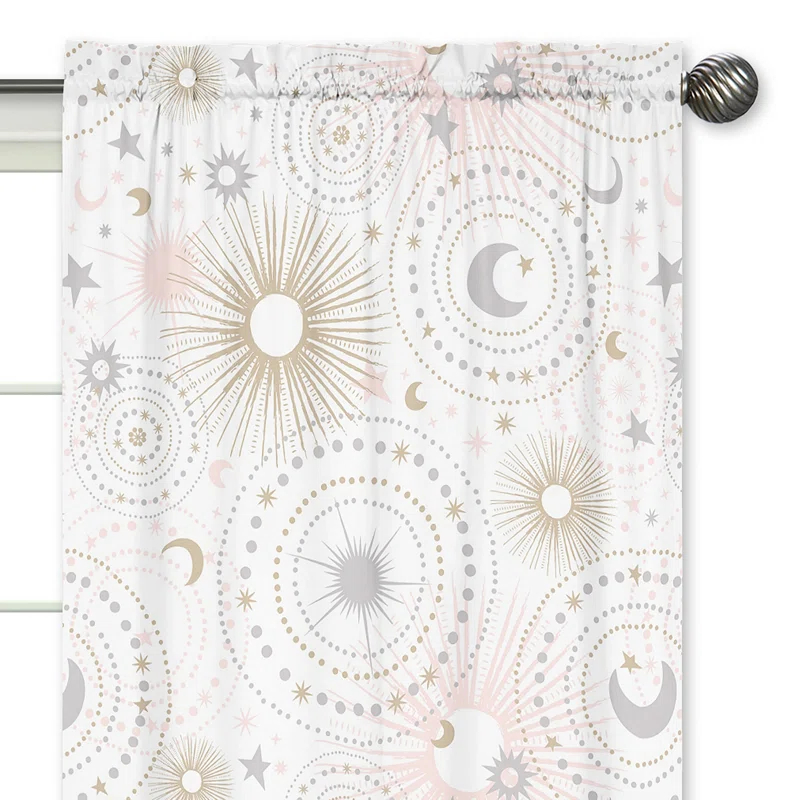 Sweet Jojo Designs Celestial Geometric Semi-Sheer Rod Pocket Curtains/Drapes (Set of 2)