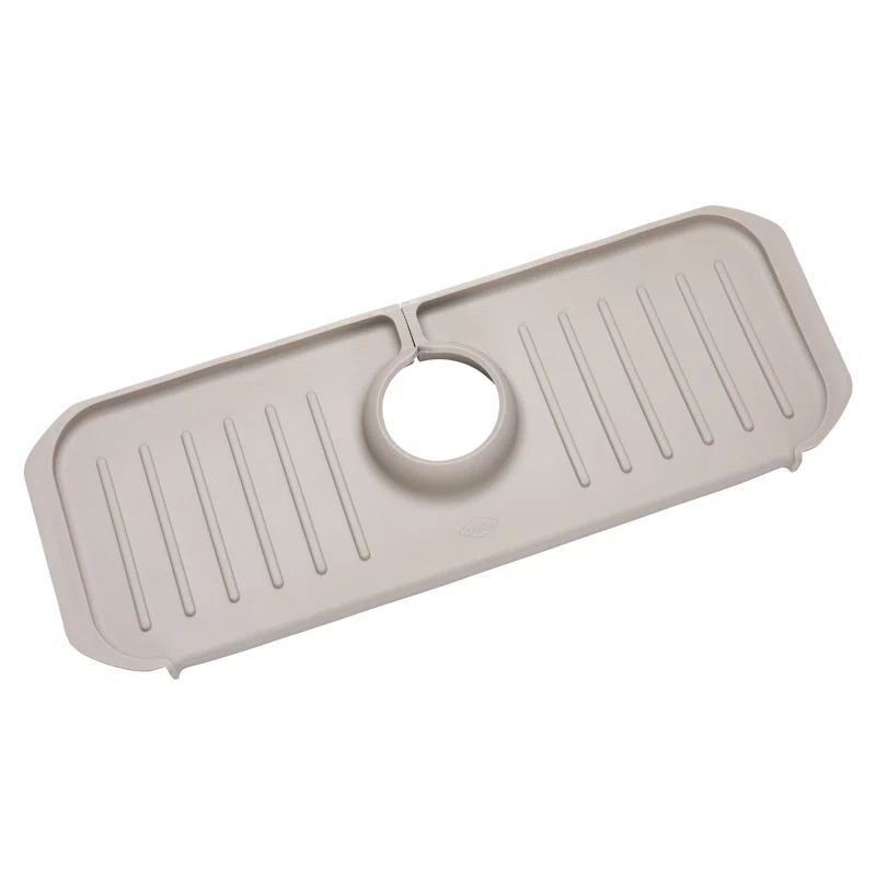 Ginsey Clorox KeptClean Kitchen Faucet Splash Guard – Easy-to-Install, Water-Resistant Protection for Faucets and Sink Area, Self-Draining Channels Direct Water Into Sink – Almond