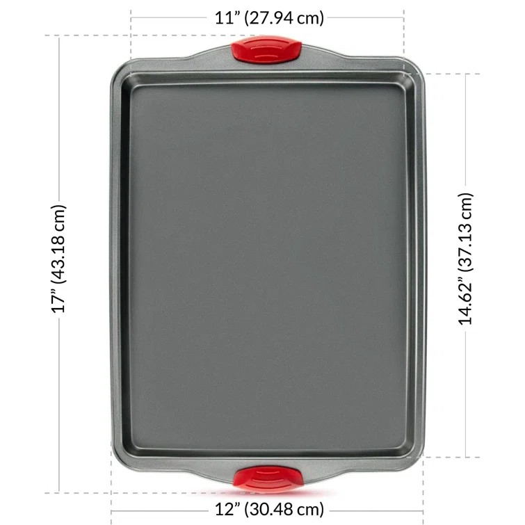 SHIRLEY'S OFFICE FURNITURE, LLC Premium Nonstick Baking Sheet Pans – Set Of 3, Heavy-Gauge Carbon Steel, Warp, Dent, And Rust-Resistant – Gourmet Rimmed Cookie Sheet Trays, Non-Toxic For Exceptional Baking Performance