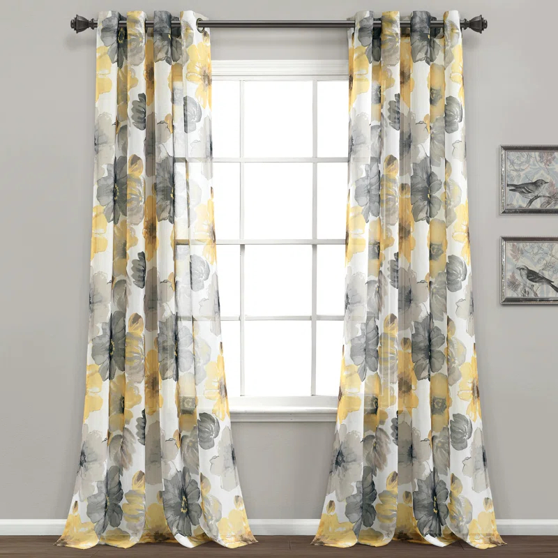 Lush Decor Leah Floral Sheer Grommets Curtain Panels (Set of 2)