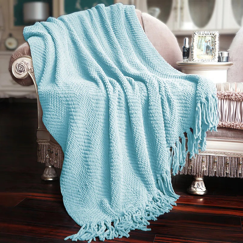 Home Soft Things Tweed Knitted Throw Blanket