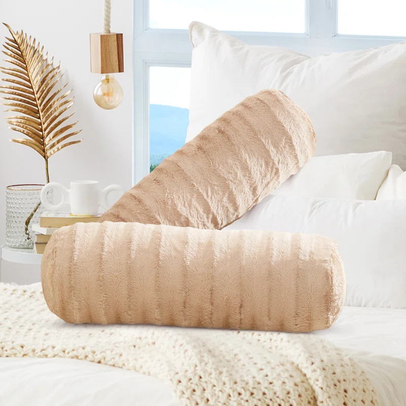 Cheer Collection Cheer Collection Faux Fur Bolster Pillow