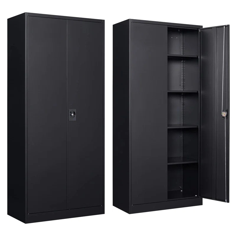 Inbox Zero Metal Storage Cabinet With Lock Door, Adjustable Shelf Steel Cabinets For Office, Home