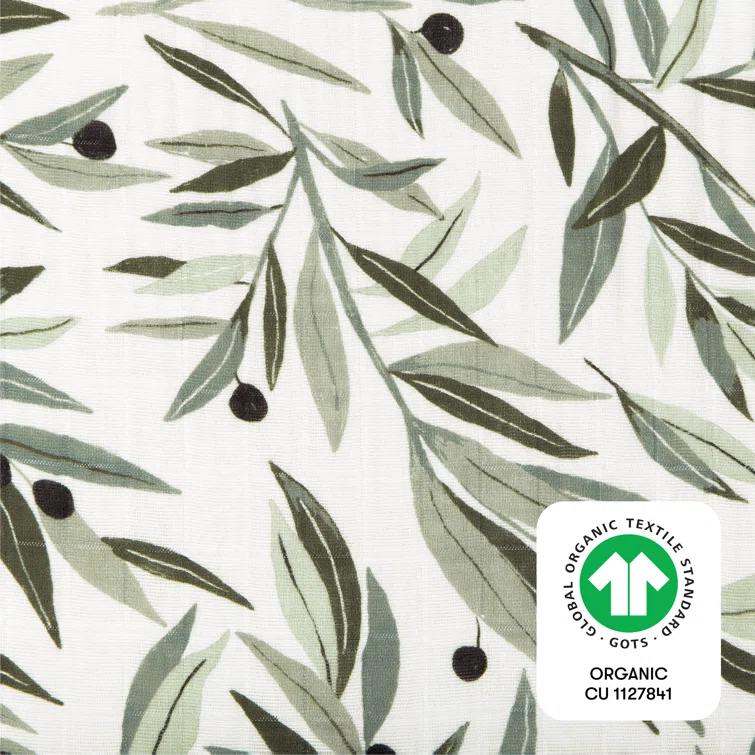 Olive Branches Muslin All-Stages Midi Crib Sheet in GOTS Certified Organic Cotton
