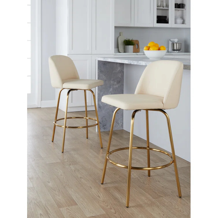 LumiSource Swivel Upholstered Counter Stool with Metal Frame (Set of 2)