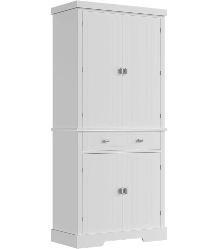 Lark Manor™ 72" Tall Kitchen Pantry Storage Cabinet, Freestanding High Wooden Cupboard With 4 Doors And 1 Drawer, 2 Adjustable Shelves And 6 Door Shelves