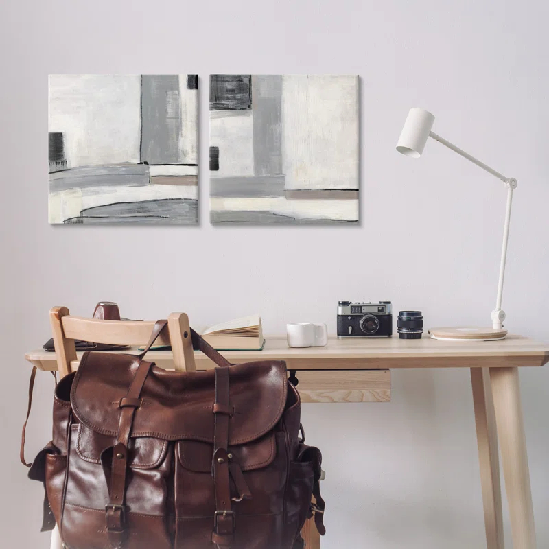 Stupell Industries Industrial Abstract Gray Geometric by Sally Swatland - 2 Piece Painting Set