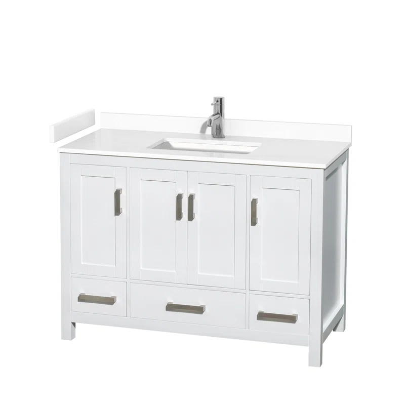 Wyndham Collection Sheffield 48" Freestanding Single Bathroom Vanity with Cultured Marble Top