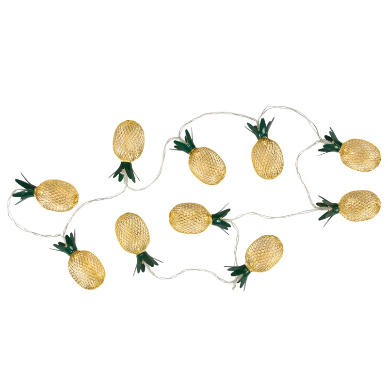 Northlight Seasonal 10 B/O LED Warm White Gold Pineapple Mini Lights - 3' Clear Wire